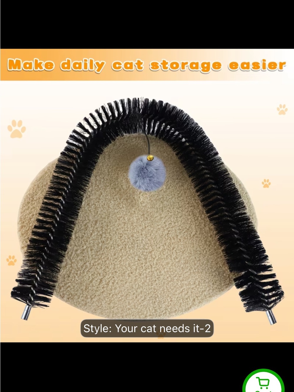 Cat Arch Scratching Toy with Plush Ball - Black Arch, Light Gray Ball - Picture 9 of 10